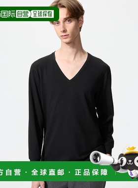 日潮跑腿UNIQLO优衣库 保暖 Heattech 棉质 V 领 T 恤/3/4 袖 479