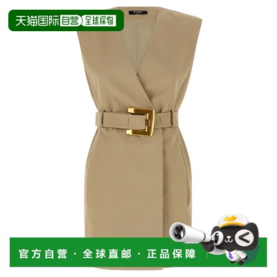 香港直邮BALMAIN 女士连衣裙 GF1R5168CG430AN SS2026 卡其色