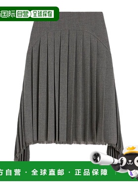 香港直邮Jil Sander 褶皱羊毛帆布半身裙 J02MA0298-J41557高腰