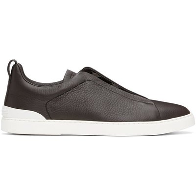潮奢 Zegna 杰尼亚 男士 棕色 Triple Stitch 运动鞋 LHCVOS4667Z