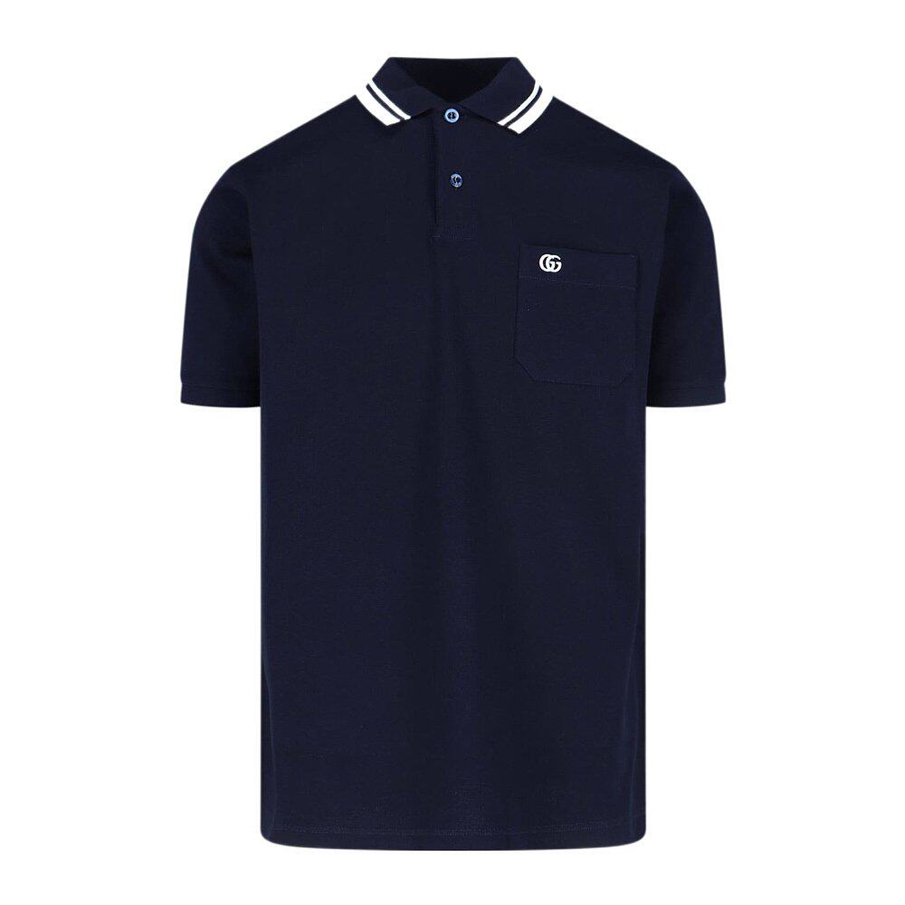 GUCCI 男士POLO衫 795174XJG164003 SS2025 蓝色 短袖Polo衫