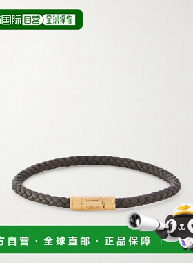 1h可退 香港直邮潮奢 Tom Ford 汤姆 福特 男士 编织皮革镀金手链