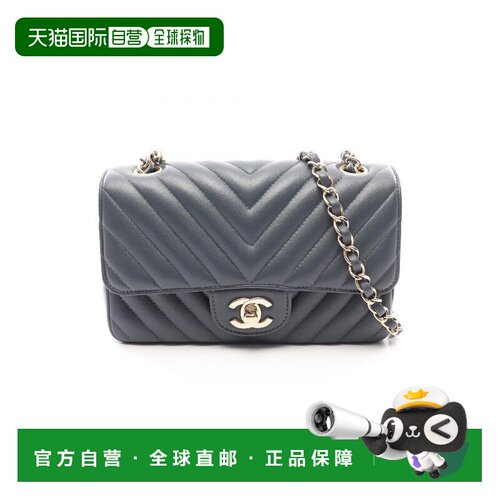 日本直邮日本中古二奢Chanel香奈儿女包A级95新V-stitch牛皮斜挎