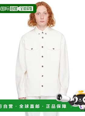 香港直邮versace 范思哲 男士 米白色牛仔布衬衫 10138871A10032