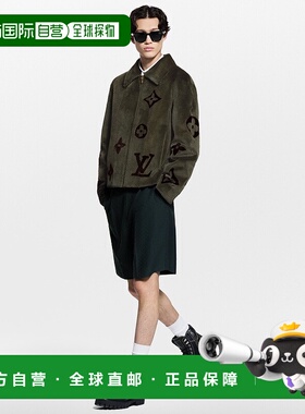 自营1h可退 欧洲直邮LV路易威登 Remix男士黑色小牛皮老花图案短