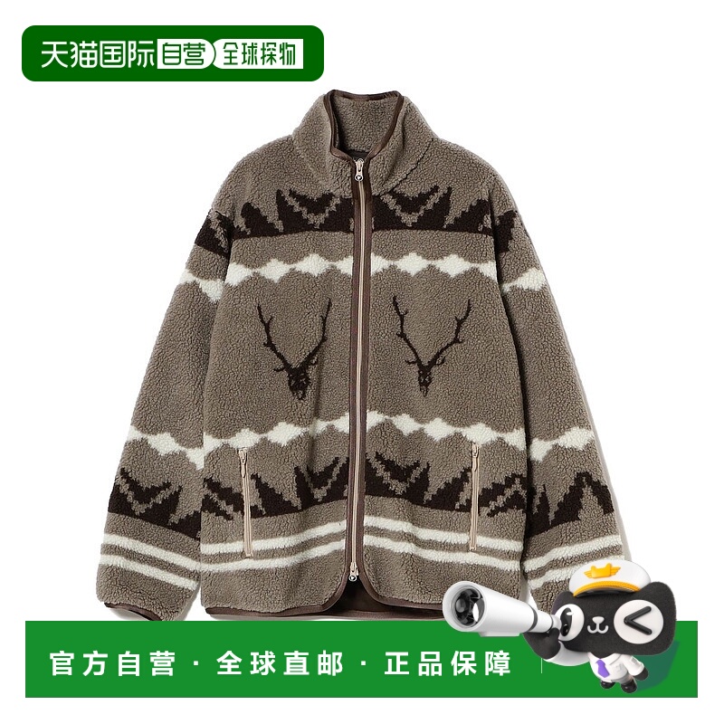 1h可退 日本直邮South2 West8 男装 民族风印花 半拉链仿毛绒外套