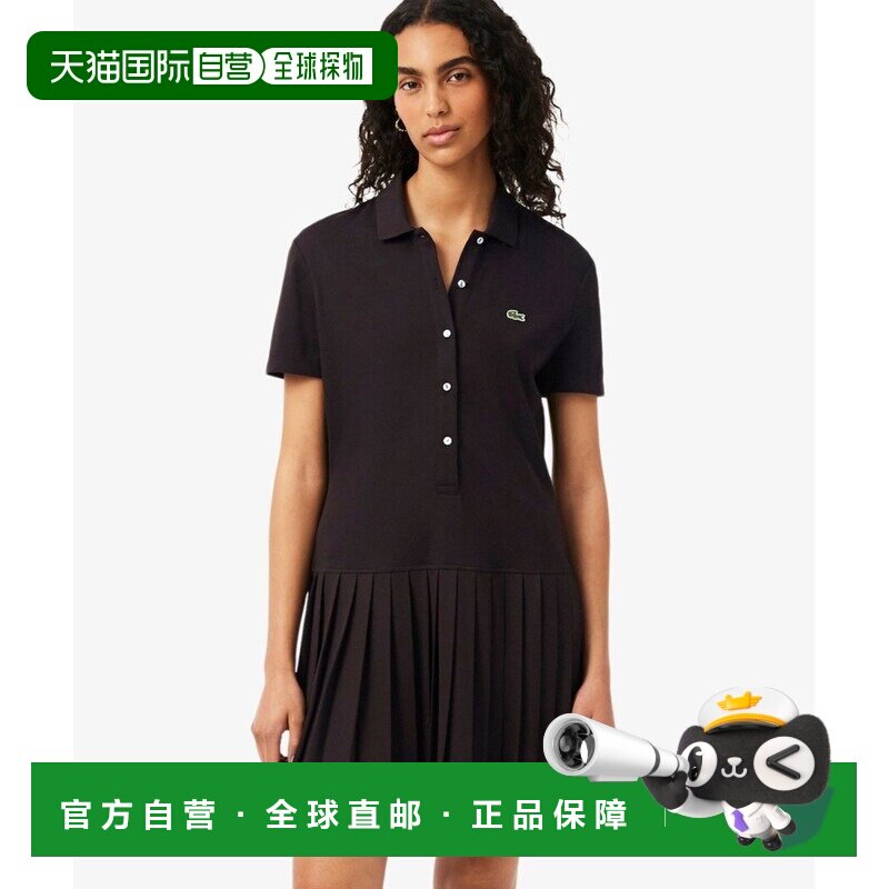1h可退 日本直邮LACOSTE 女装 鹿子纹弹力褶皱Polo连衣裙 EF88399图片