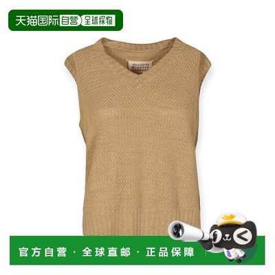自营maison margielaWomen's Cashmere V-Neck Vest In Beige - b