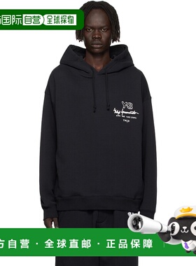1h可退 香港直邮潮奢 Y-3 男士 黑色 Graphic FT 连帽衫 KB2604