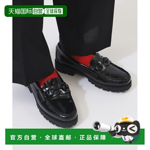 日本直邮G.H.Bass 女装 全黑漆皮乐福鞋 宽版金属饰扣 1332006223