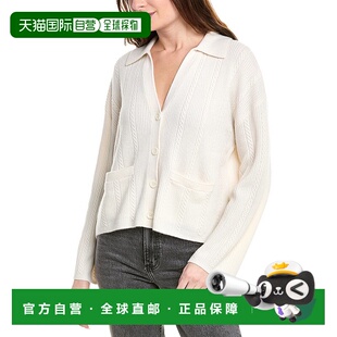 美国奥莱直发开衫 自营rag 白色 bone毛德碎布开襟羊毛衫