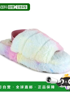 自营Unionbay Puff U0PUF98女式多色扎染人造毛皮拖鞋JOBB1900-多