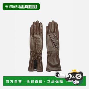 自营欧洲直邮Acne Studios FW25女士棕色羔羊皮穿孔手套真丝