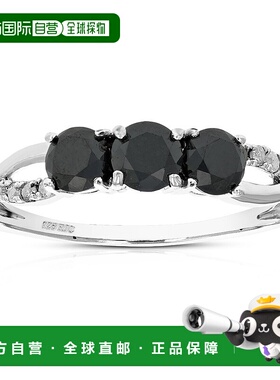 自营 vir jewels1 克拉 3 石黑色钻石戒指十字设计纯银 - 银 美国