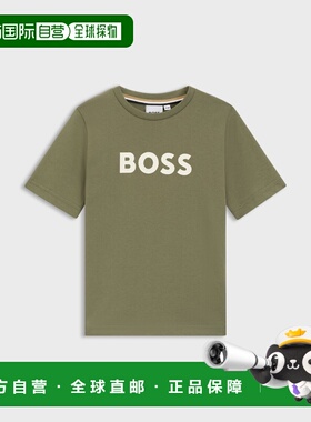欧洲直邮Hugo Boss 4-14岁儿童深绿色棉logo标识短袖T恤童装