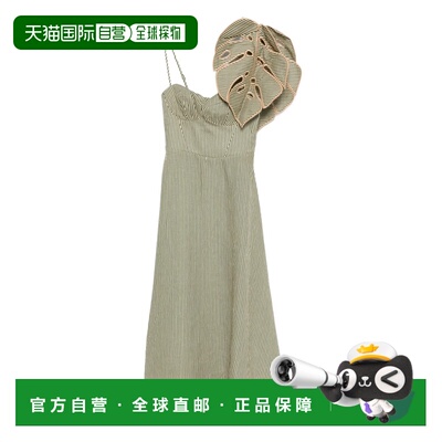 香港直邮FARM RIO 女士 MONSTERA 条纹叶子无袖中长连衣裙 344014