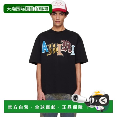 1h可退 香港直邮AMIRI 男士 黑色 Varsity Patch Oversized T 恤