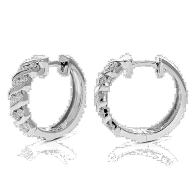 自营vir jewels1 克拉圆形实验室培育钻石圈形耳环 .925 纯银槽镶