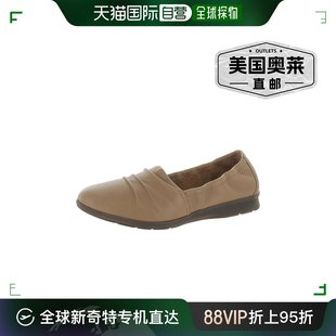 果仁糖皮革 clarksJenette 女士皮革便鞋 美国奥莱 Ruby 直