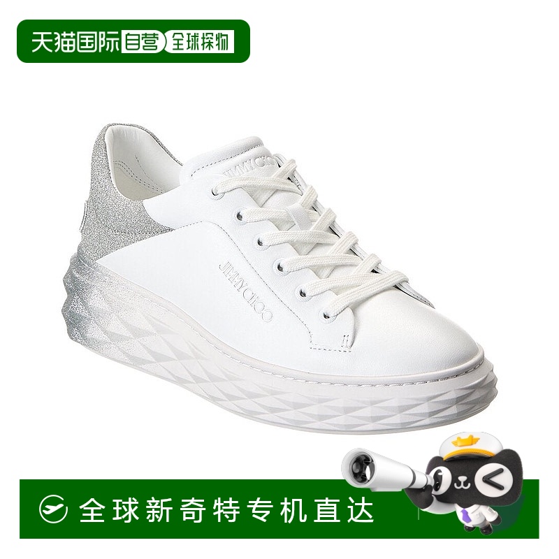 自营 Jimmy Choo Diamond Maxi/F II皮革运动鞋-白色/银色 【美国