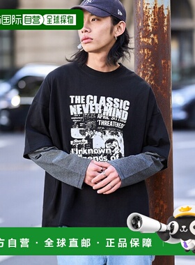 1h可退 日本直邮WEGO 男女同款假层次条纹长袖T恤 WE25SP02M0002