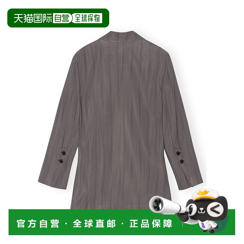 香港直邮GANNI 女士西服 F7577053 SS2023 灰色 垂坠条纹西装外套
