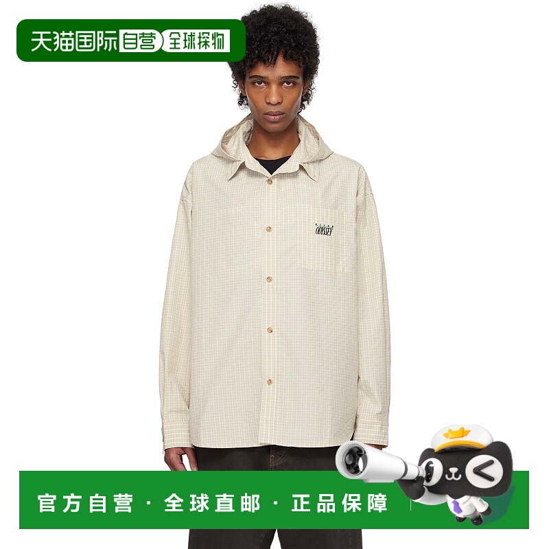 1h可退 香港直邮潮奢 Kijun 男士 灰白色 Check Hoodie 衬衫 25PS