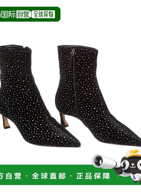 自营 复古 Alexandre Birman Myra 50 天鹅绒短靴 - 黑色 美国奥