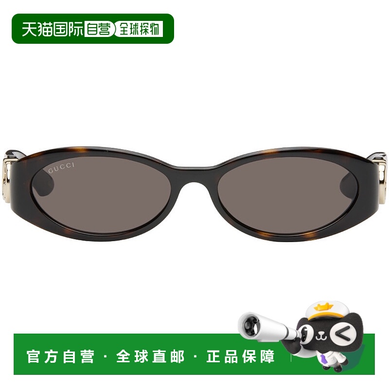 1h可退 香港直邮潮奢 Gucci 古驰 女士 棕色 Oval 太阳镜 GG1660S