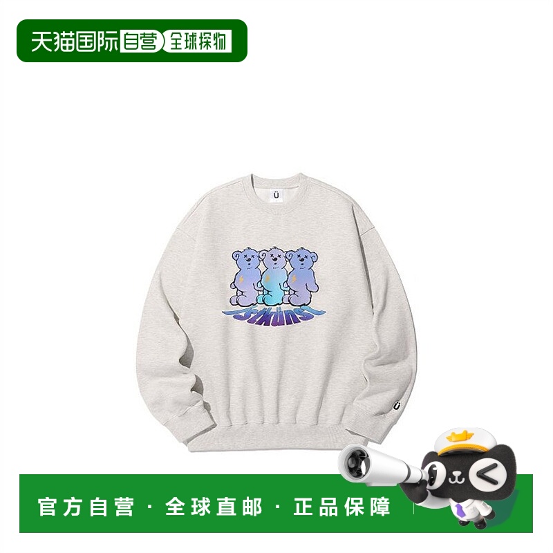 韩国直邮Ist Kunst斯汀库圆领卫衣男女款燕麦色印花IK2CFMM450AOM