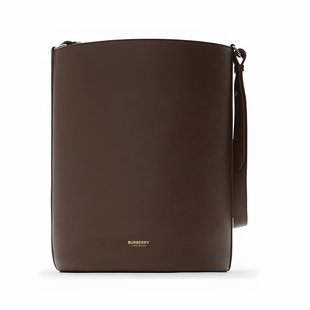 BURBERRY/博柏利 女士中号土色小牛皮水桶型配提手斜挎包