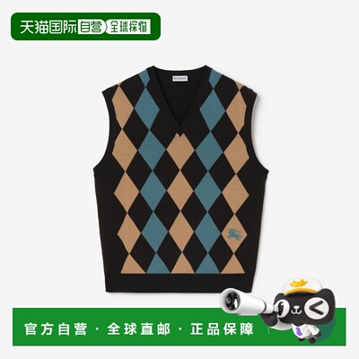 自营欧洲直邮Burberry博柏利 Argyle女士焦棕色羊毛菱格纹背心