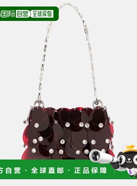 香港直邮Rabanne 女士 Nano 闪烁精饰肩包 red红色 舒适时尚