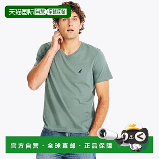 自营 Nautica男式优质棉V领T恤-潮绿色 美国奥莱直发