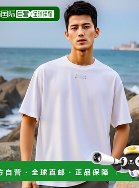 1h可退 香港直邮AMIRI 男士 Front 白色圆领带Logo印花棉质T恤 AM