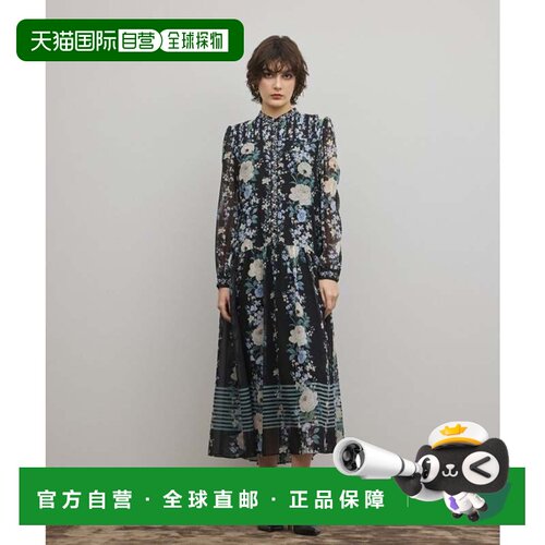 日本直邮GRACE CONTINENTAL 碎花层叠连衣裙 黑色