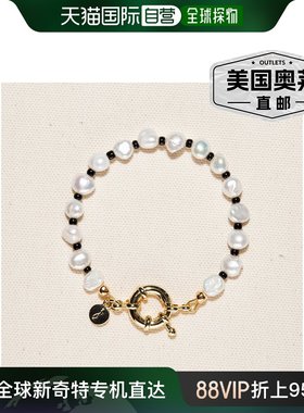 joey baby维多利亚珍珠和黑色珠子手链 - 珍珠 8 英寸 【美国奥莱