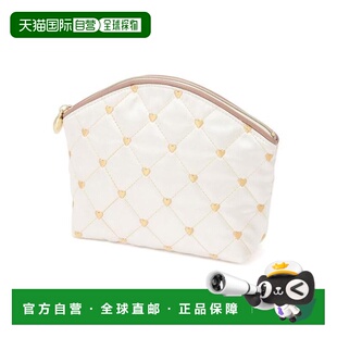 1h可退 日本直邮Francfranc 心形缝线 缎面 化妆包 L 象牙色款