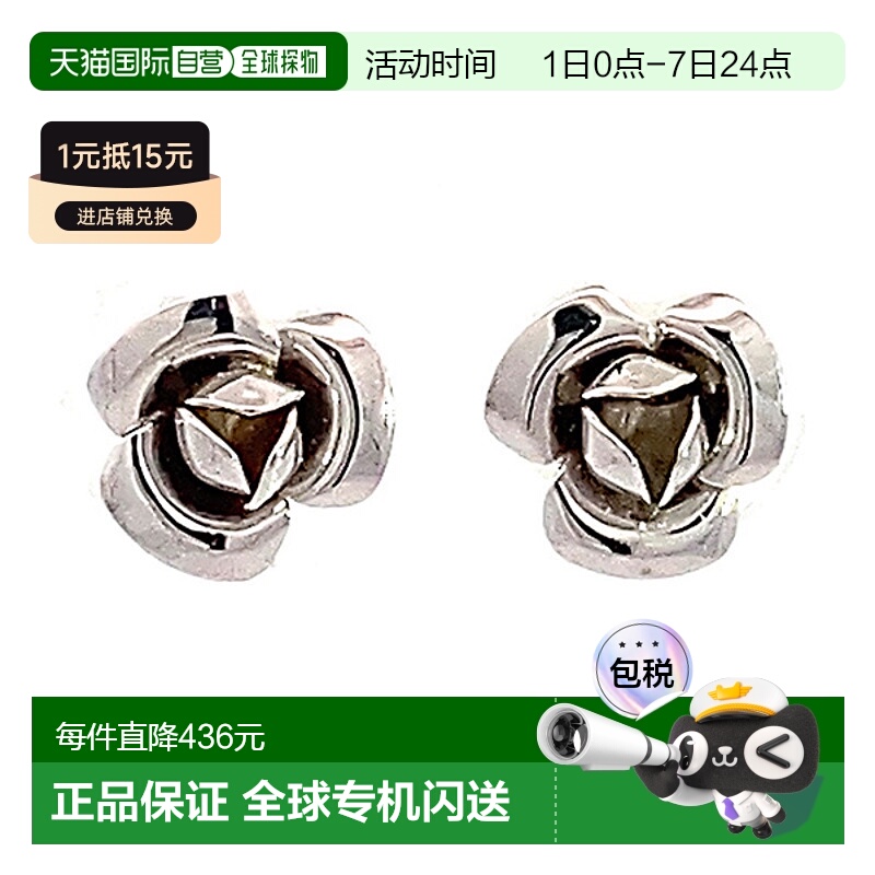 日本直邮(225778) 日本制造玫瑰耳环 14k 白金玫瑰女士礼物