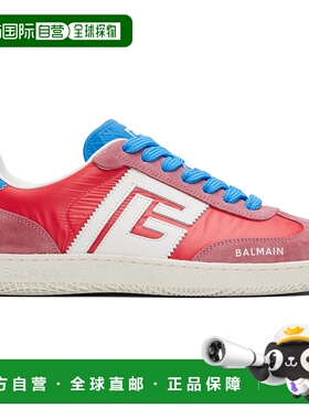 香港直邮Balmain 巴尔曼 男士 红色 Swan Suede & Nylon 运动鞋 F