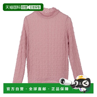 1h可退 日本直邮earth music&ecology 女士高领网纱纹理长袖上衣