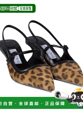 自营 Jimmy Choo Didi 45皮革吊带泵-天然/黑色 美国奥莱直发单鞋