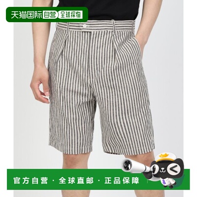 韩国直邮Engineered Garments 日落短款A自然黑条纹短裤亚麻