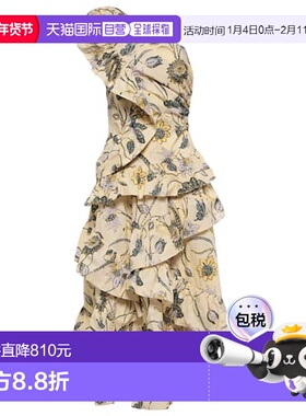 1h可退 香港直邮潮奢 ULLA JOHNSON 女士 Ondine 花朵单肩中长连