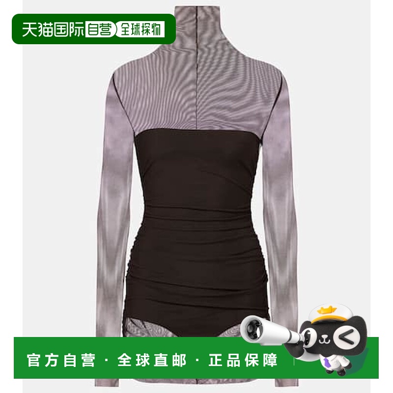 1h可退 香港直邮NORMA KAMALI 诺玛 卡玛丽 女士 高领网纱迷你连