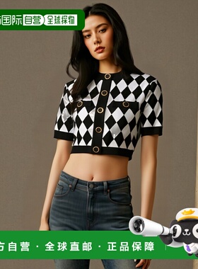 香港直邮BALMAIN 女士针织衫 DF1AI116KG66EAB AW2024 黑色 圆领T