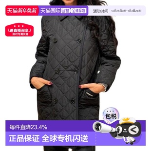自营欧洲直邮BURBERRY博柏利女士字母印花翻领双排扣棉服新年礼物