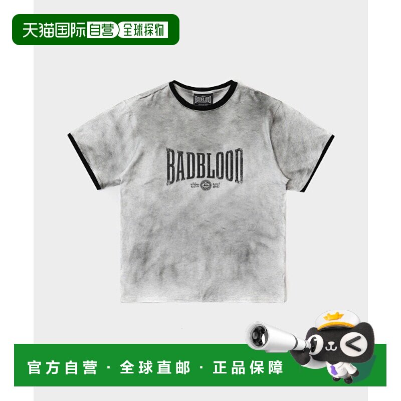 韩国直邮BADBLOOD 公用T恤w-tee25-052 Curved Logo Dusty Ringer