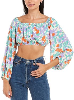 【美国奥莱】直发 Traffic People Sofia 短款早秋新款上衣 橙色