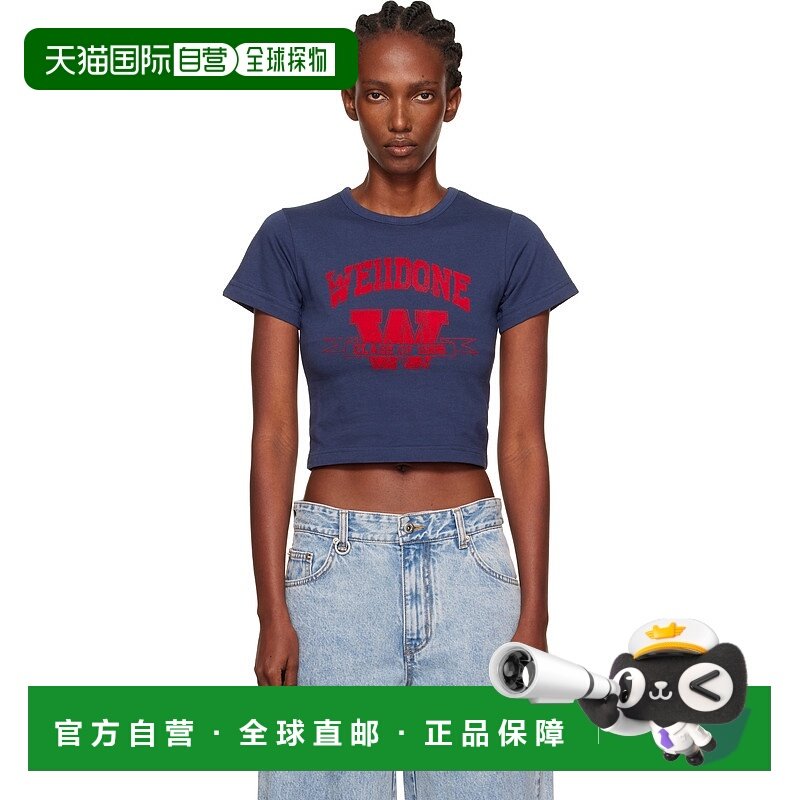香港直邮潮奢 We11Done 女士 海军蓝 11 Print Slim-Fit T 恤 WDT